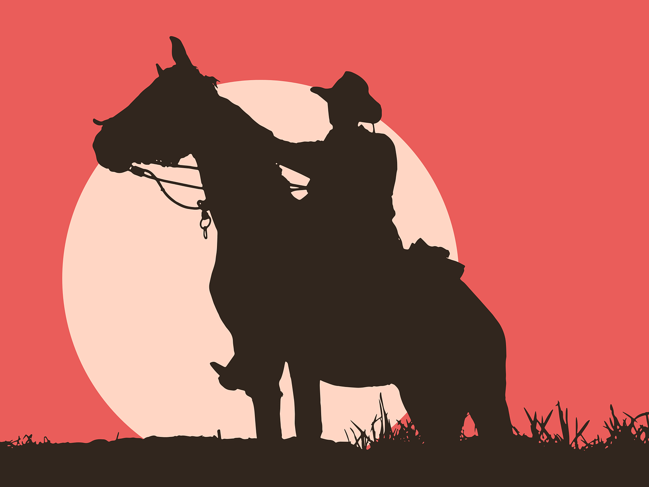Illustrazione di un cowboy a cavallo